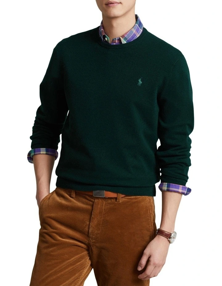 Wool Crewneck Sweater in Green