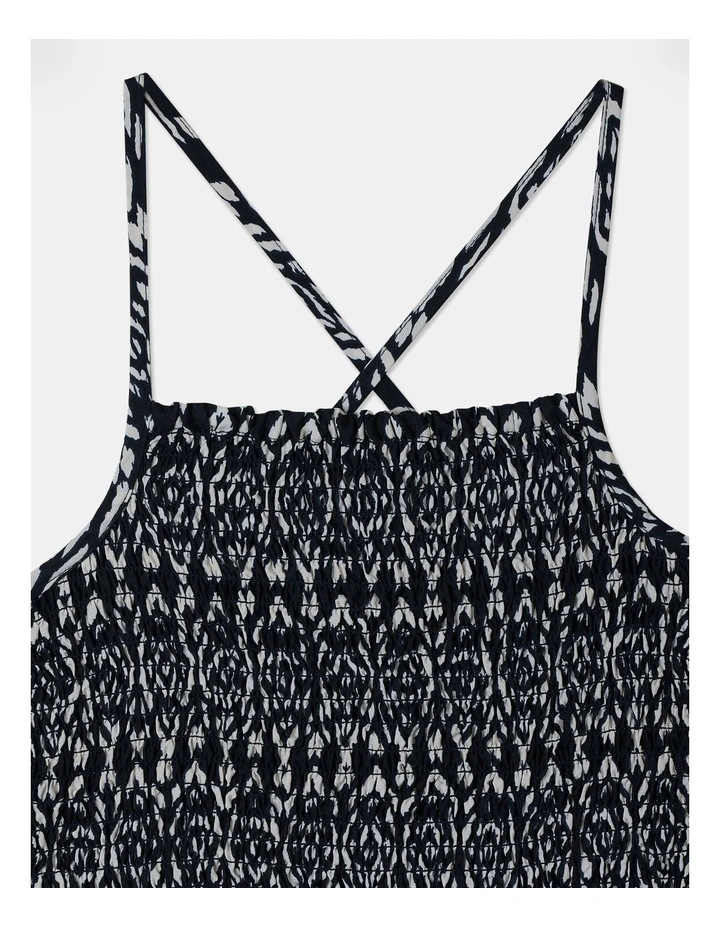 Woven Hanky Hem Dress in Navy