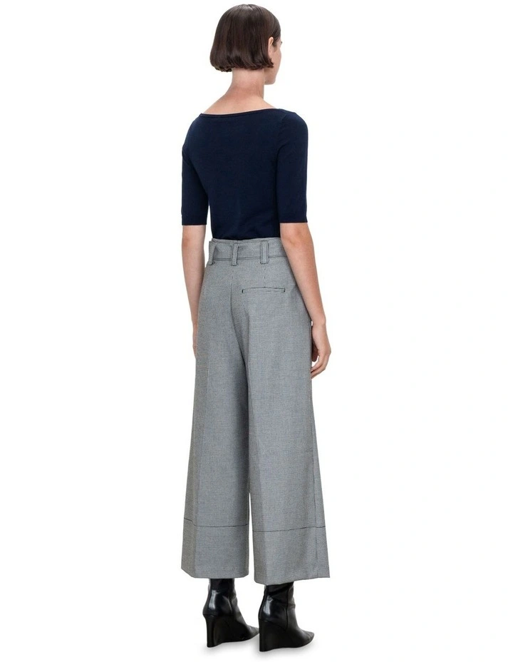 Elbow Sleeve Slash Neck Knit Top in Ink