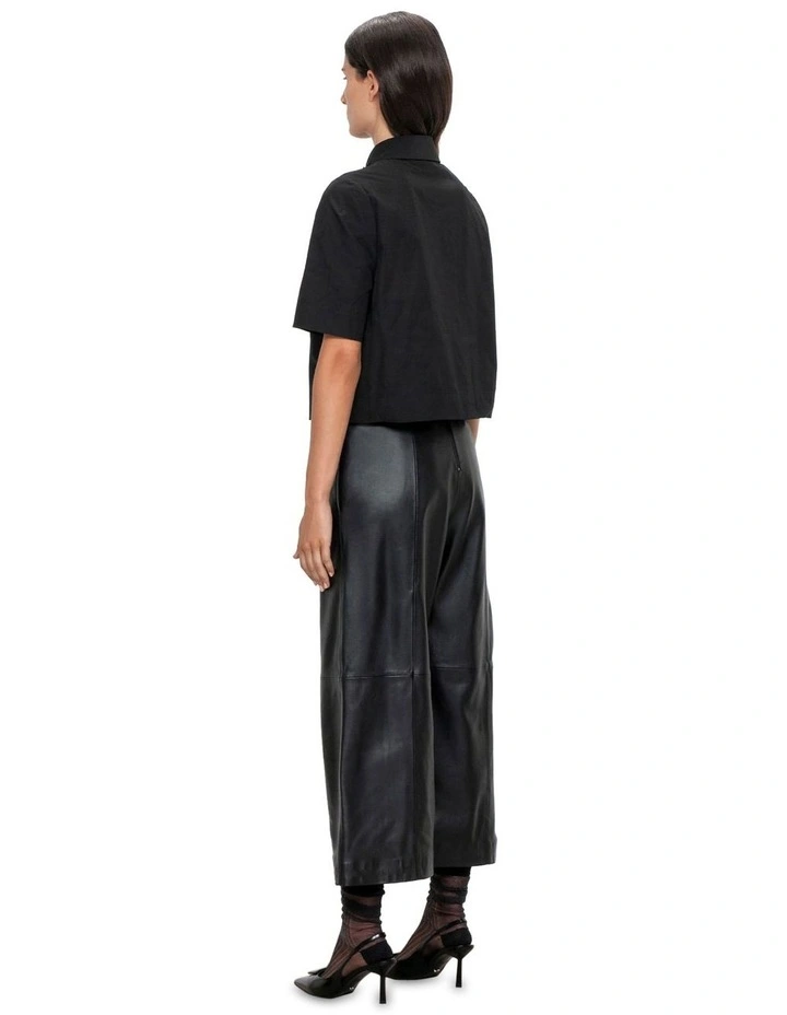 Taffeta Sequin Flower Shirt in Black