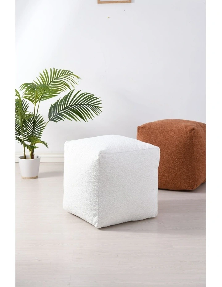 Blake Boucle Pouffe Cover 50x50x50cm in Ivory