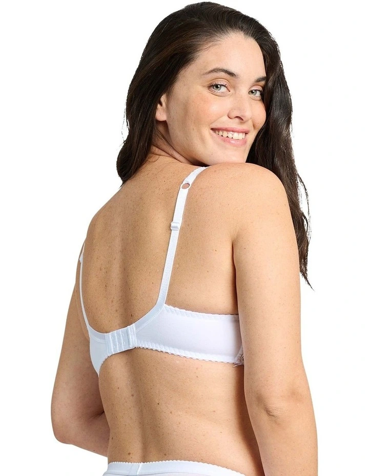 Coton d'Arum Organic Cotton Wirefree Lace Bra in White