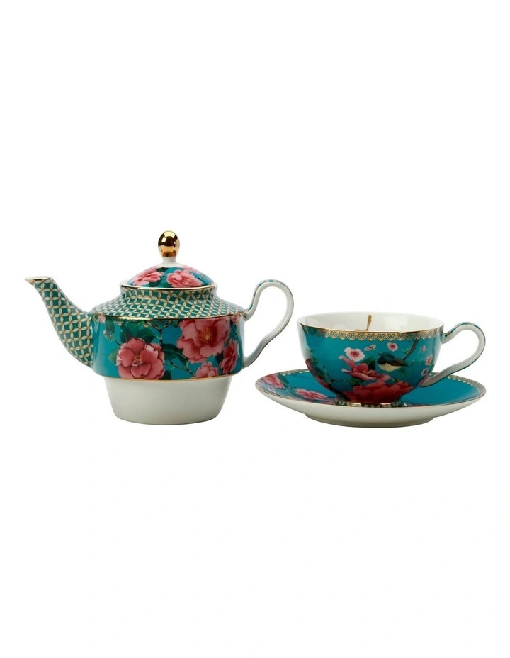 Silk Road Teapot for One with Infuser 380ml in Aqua