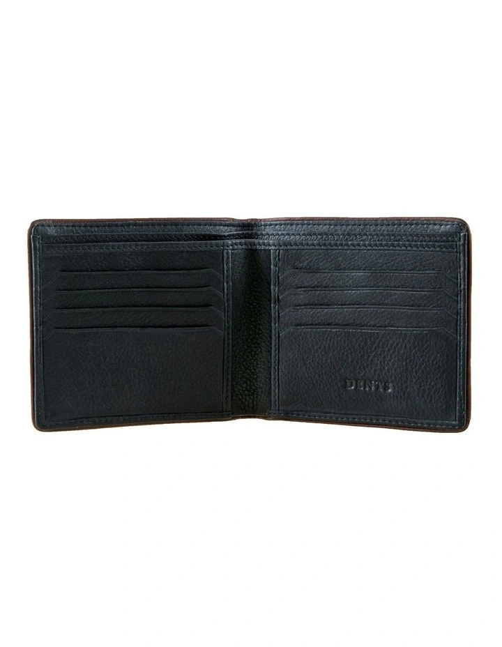 RFID Two-Colour Pebble Grain Leather Billfold Wallet in Black