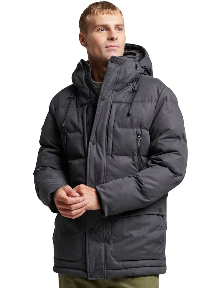 Microfibre Hooded Parka in Charcoal
