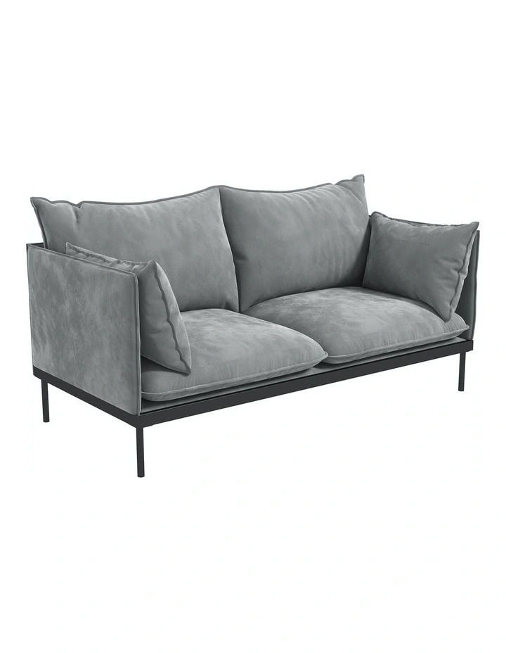 Camilla Luxury Upholstered Fabric 2 Seater Sofa in Light Grey