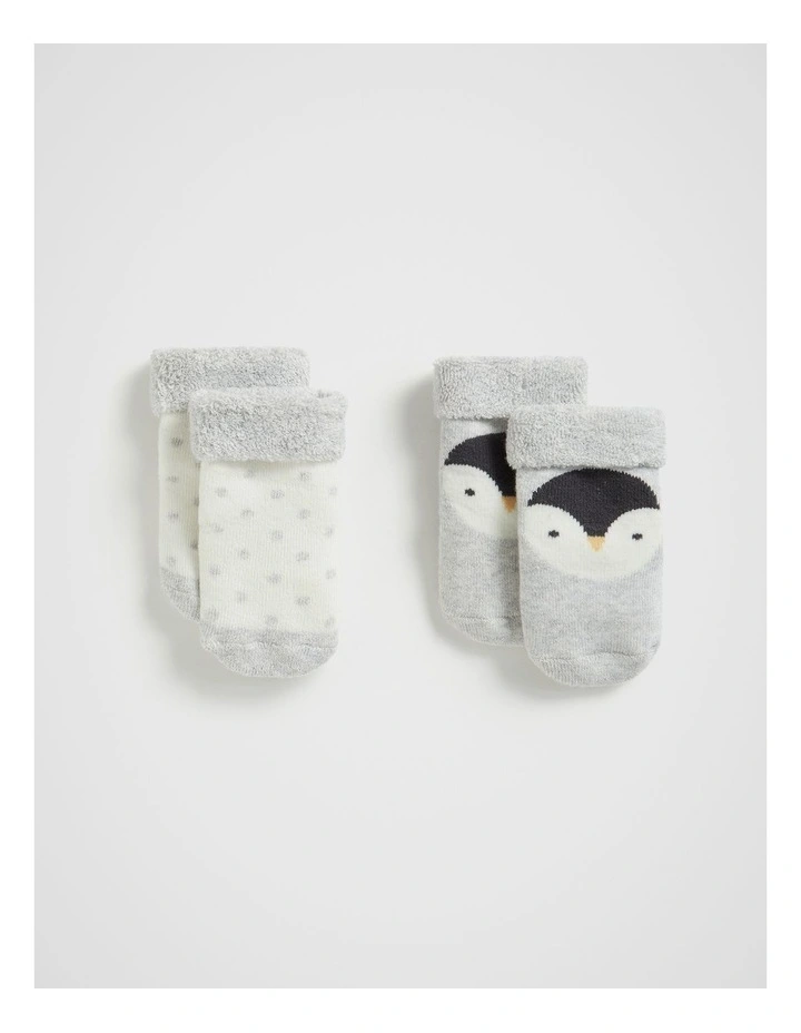 Penguin Sock in Grey Marle
