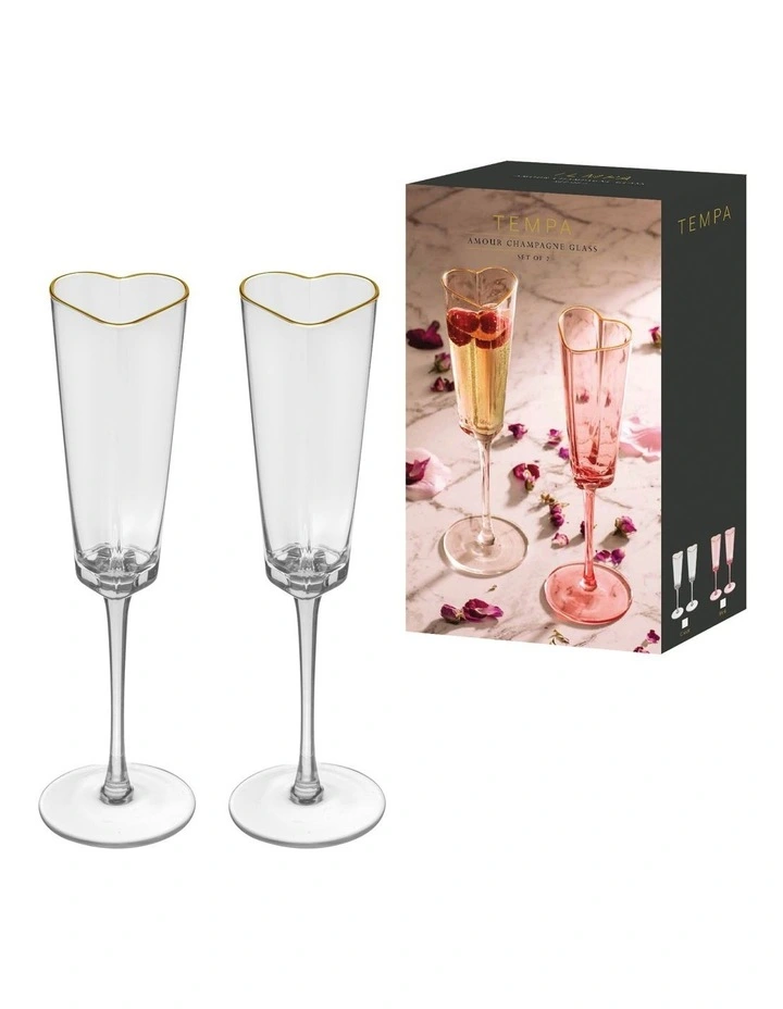 Amour Champagne Glass 2 Pack in Clear