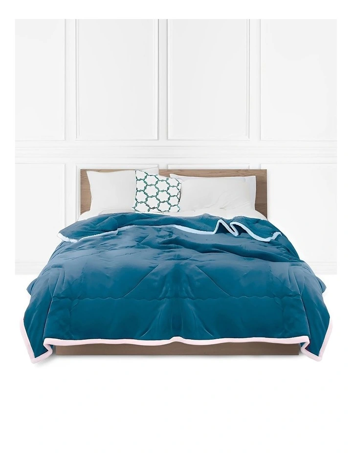 Double Sided Thick Flannel Throw Blanket in Lake Blue