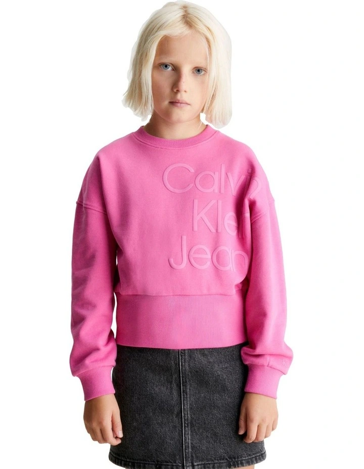 Puff Hero Logo Cotton Sweatshirt in Pink Amour