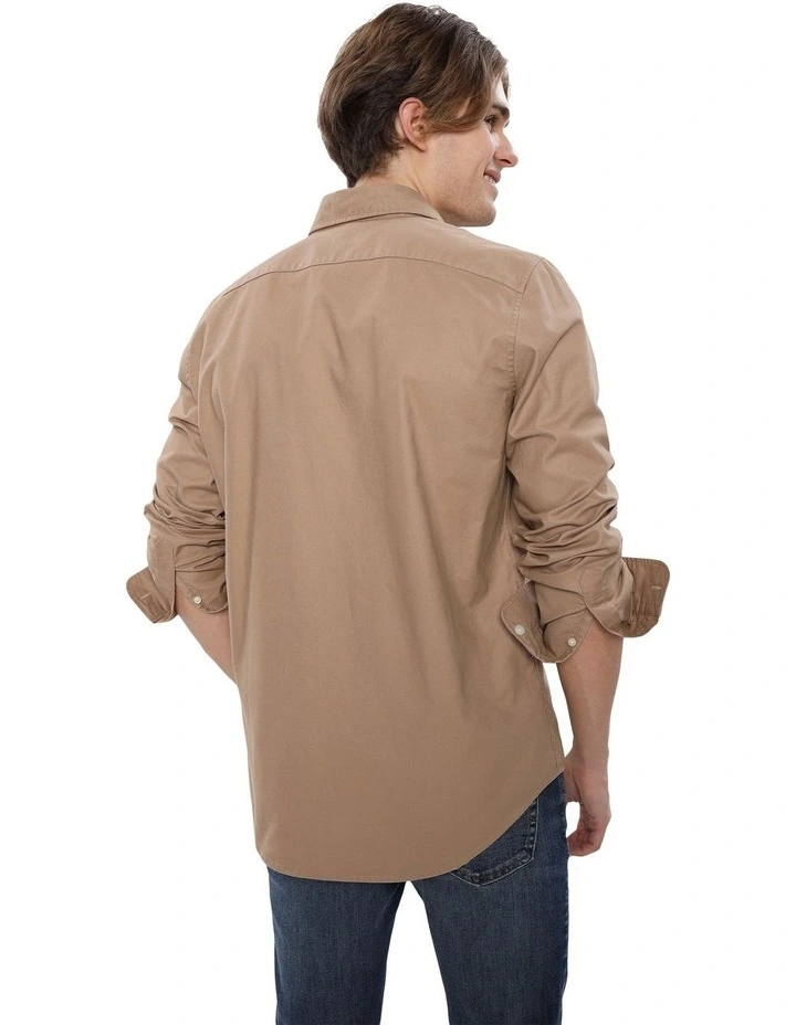 Slim Fit Flex Oxford Button-Up Shirt in Vintage Khaki