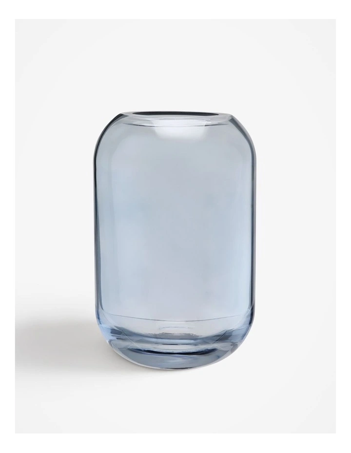 Nero Glass Large Vase in Mineral Blue