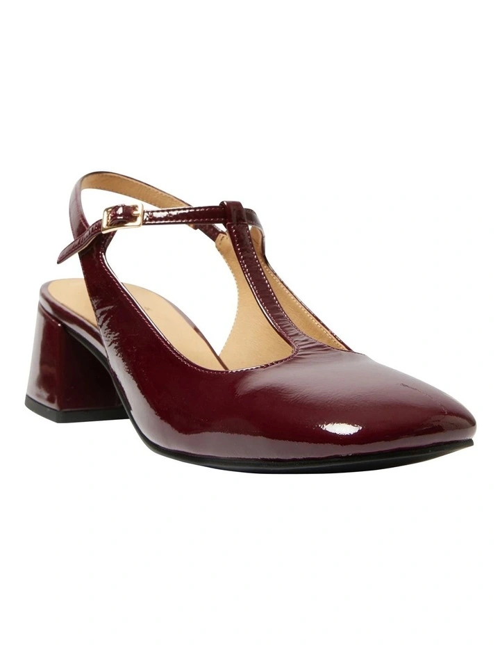 Lotus Heeled Shoes in Wine Patent