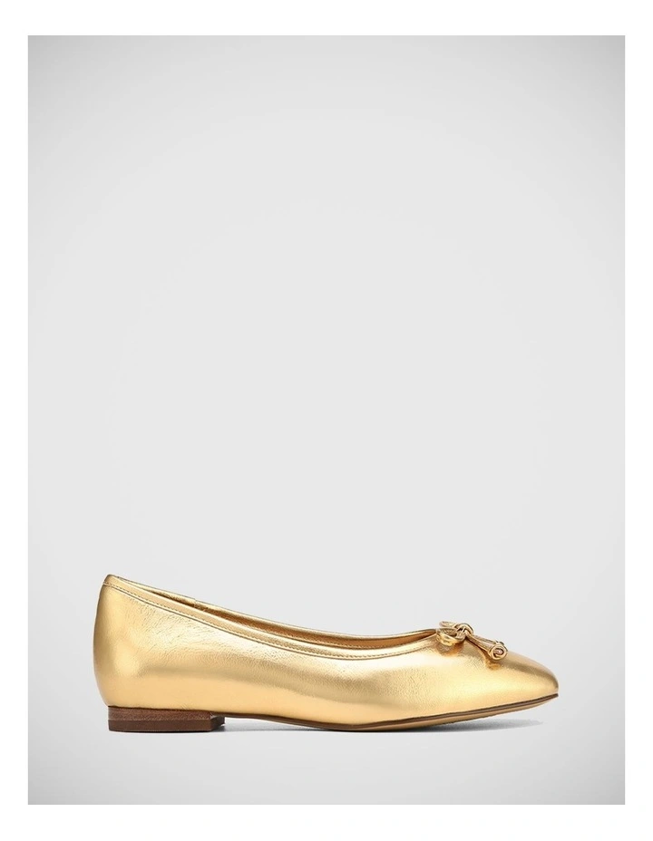 Aleisha Metallic Leather Flat Shoes in Gold