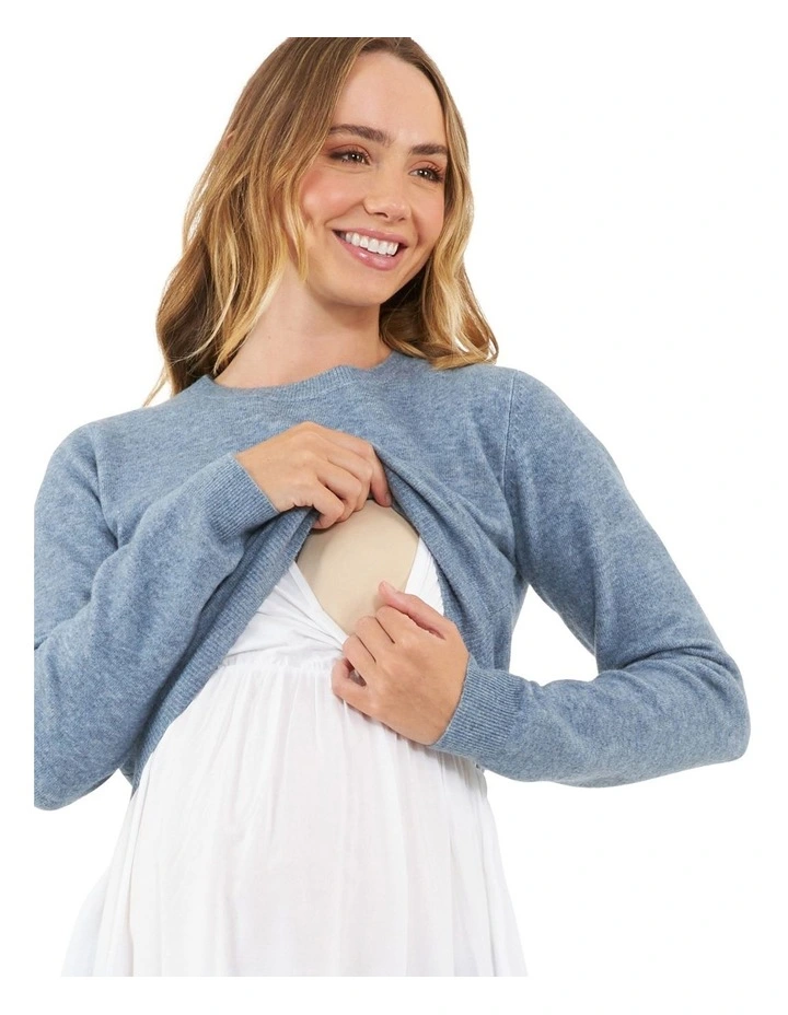 Sandy Detachable Nursing Knit Jumper in Denim Marle