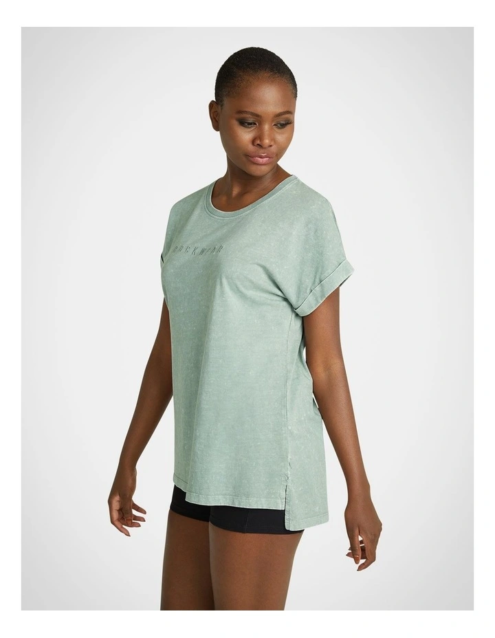 Acid Wash Extended Sleeve Tee in Sage