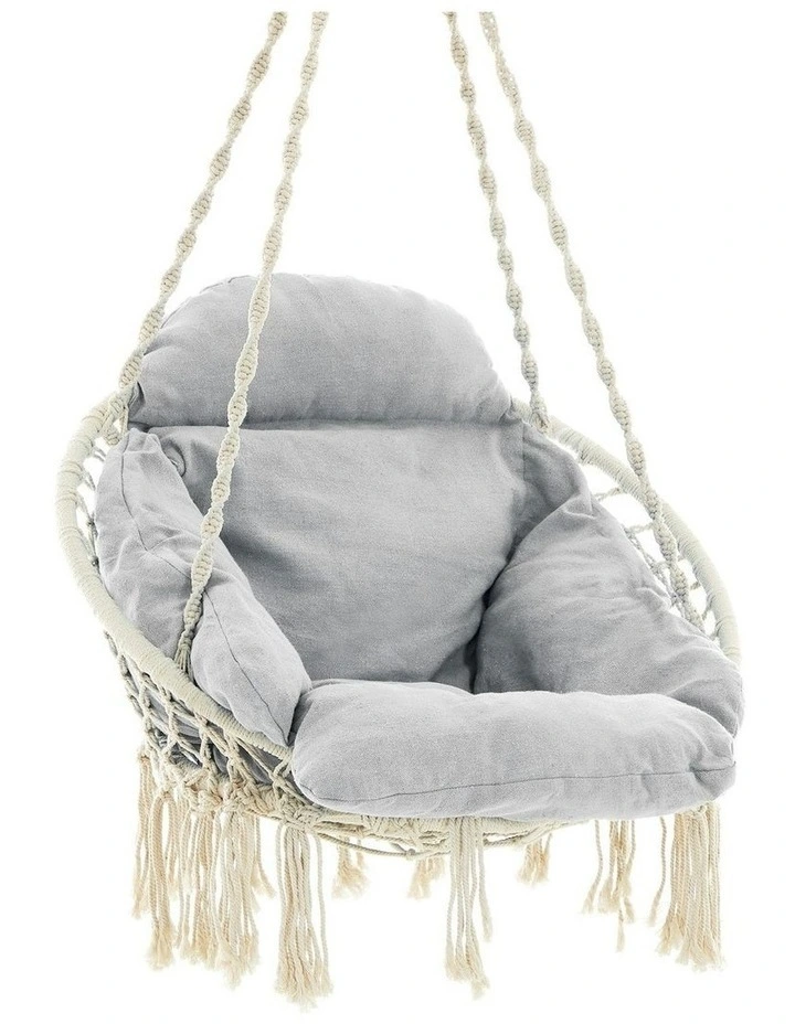 Hammock Hanging Chair with Cushion in Gray