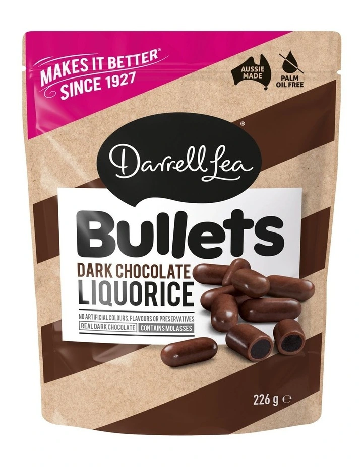 Dark Chocolate Liquorice Bullets 226g