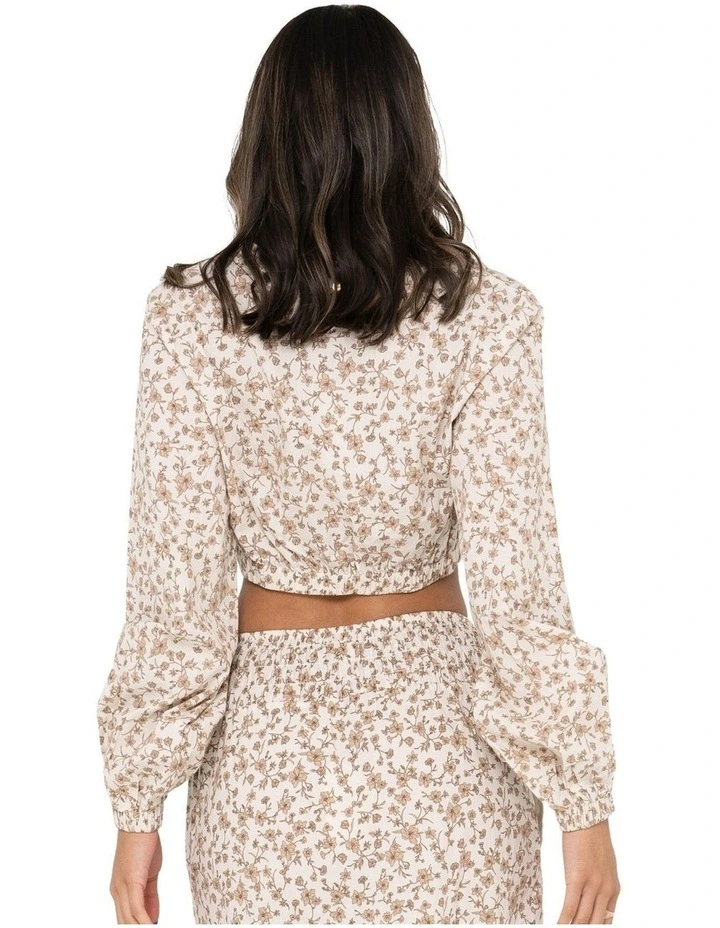 Harvey Long Sleeve Crop Top in White