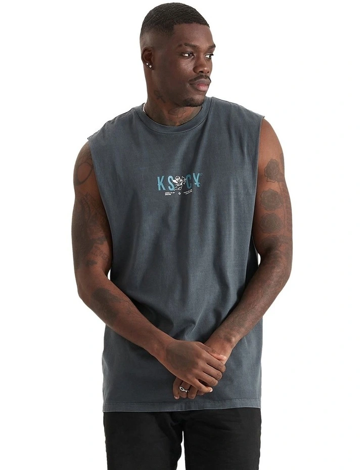 Asgard Relaxed Fit Muscle Tee in Pigment Asphalt