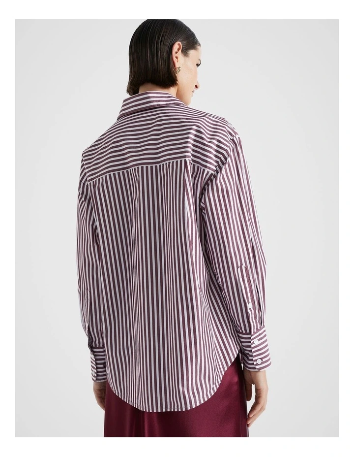 Poplin Pocket Front Shirt in Boysenberry Stripe