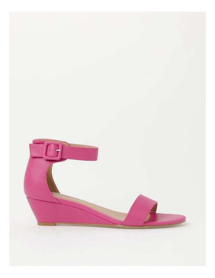Bridgette Wedged Low Heeled Sandal in Fuchsia