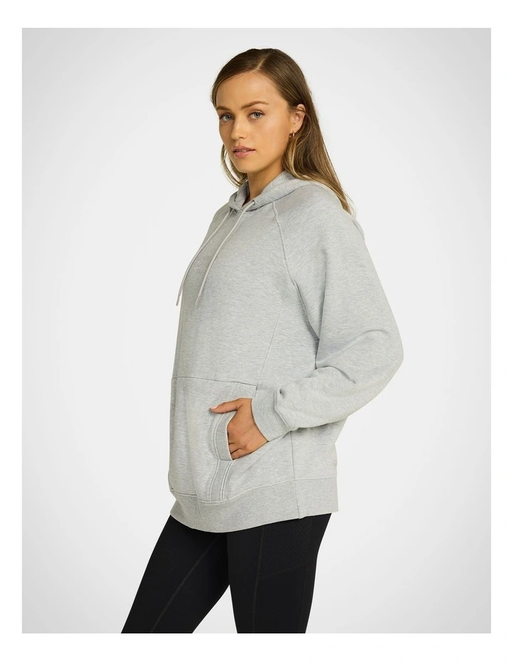 Wind Down Fleece Longline Hoodie in Light Grey Marle