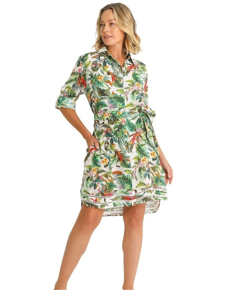 Meka Button Through Dress in White