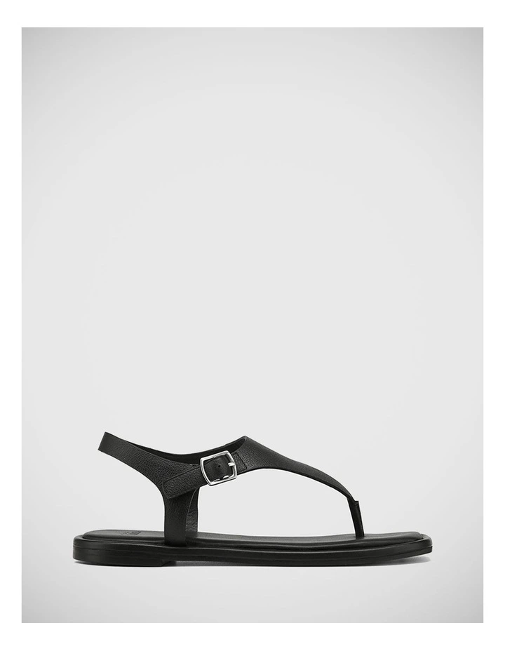 Anesha Leather Flat Sandal in Black