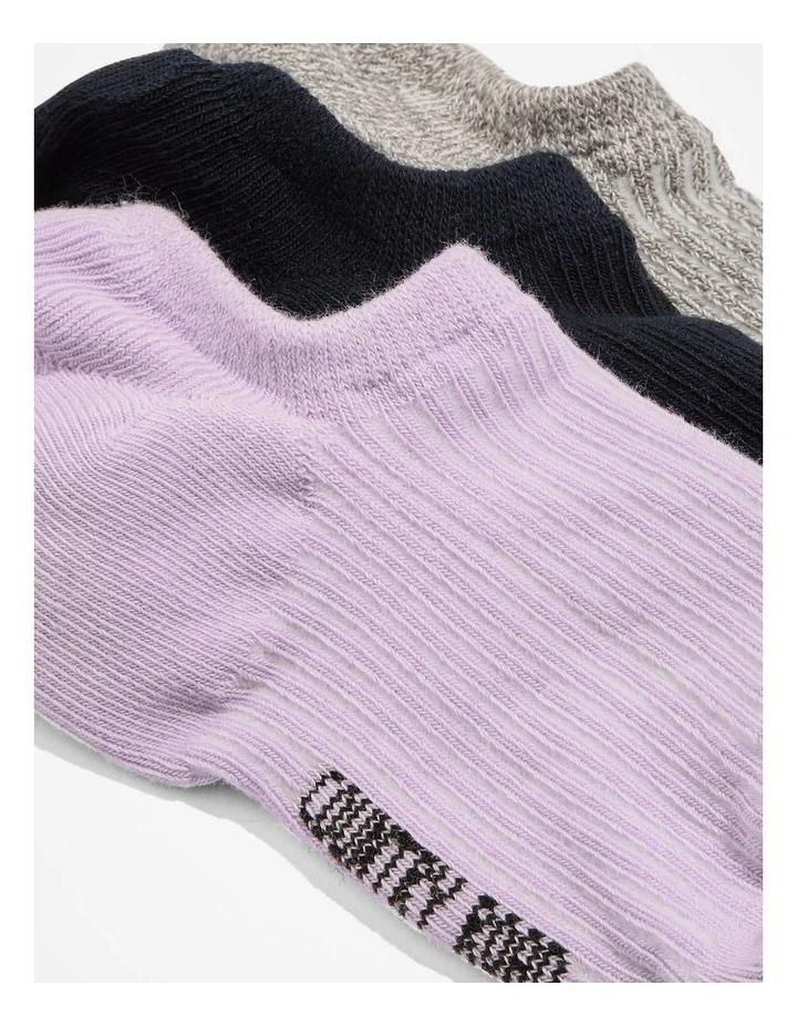 Australian Cotton Blend Rib Secret Sock Pack Of 3 in Lilac