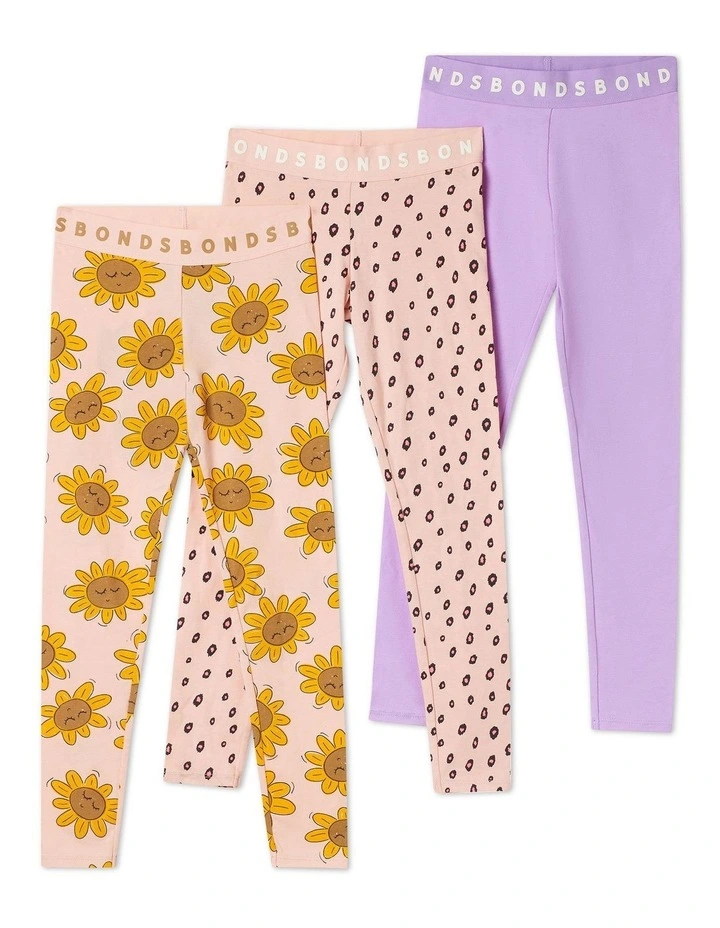 Next Gen Legging 3 Pack Print (Sizes 3-7) in Sleepy Sunflower