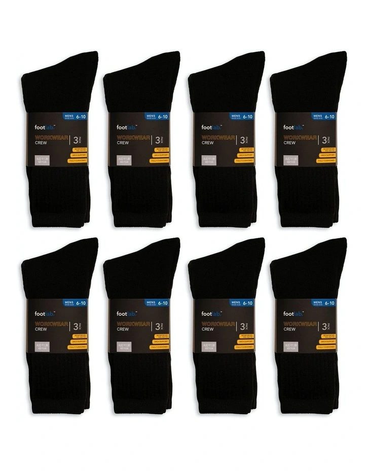 Workwear Crew Acrylic Socks 24 Pack in Black