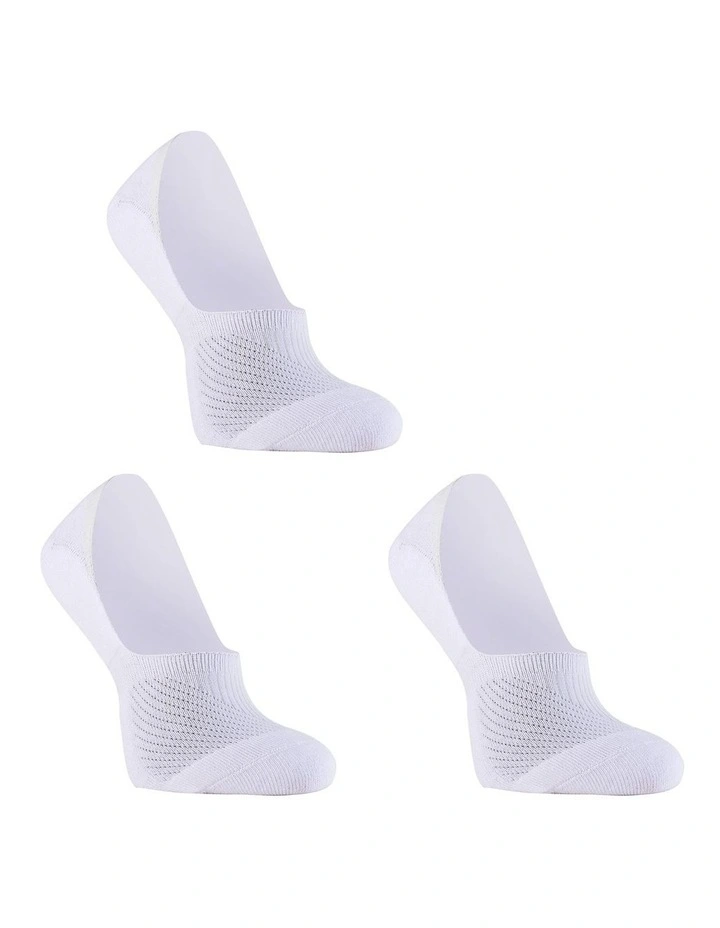 Rexy Cushion No Show Ankle Socks 3 Pack in White