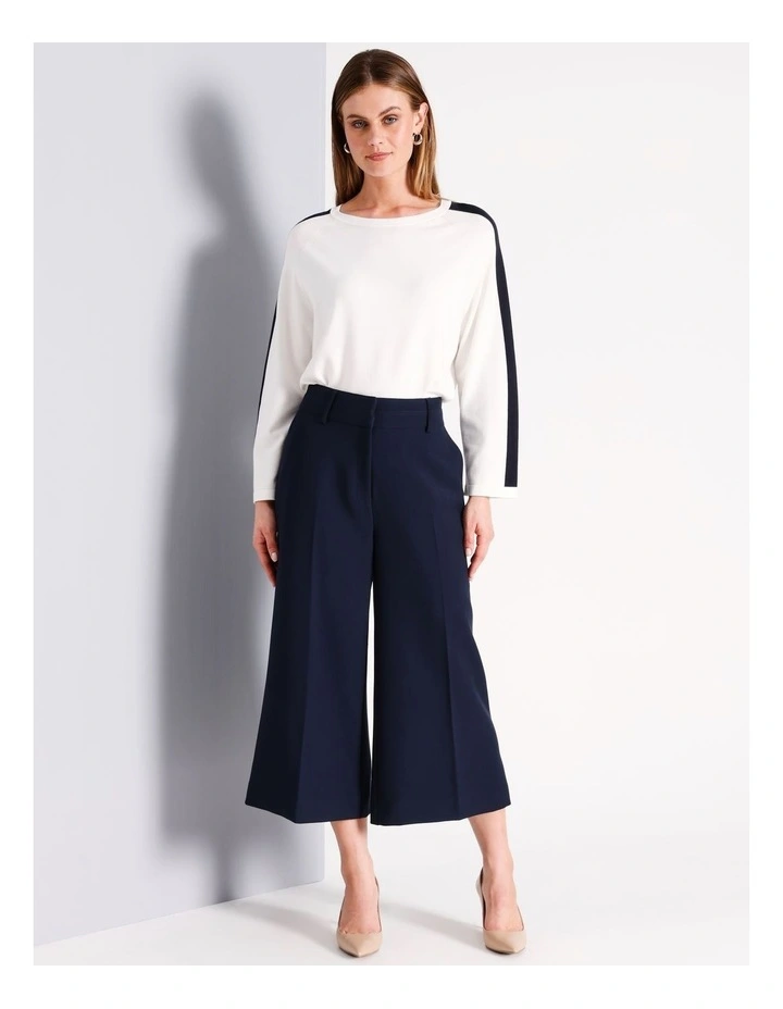Double Crepe Culotte in Navy