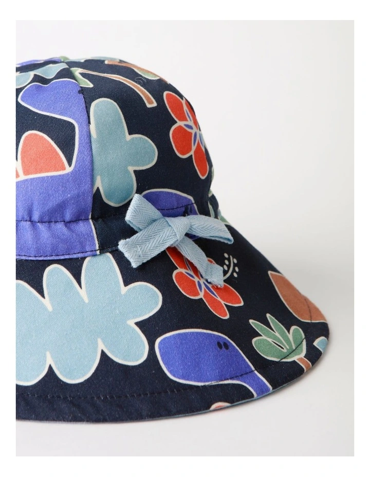 Reversible Dino Sun Hat In Navy