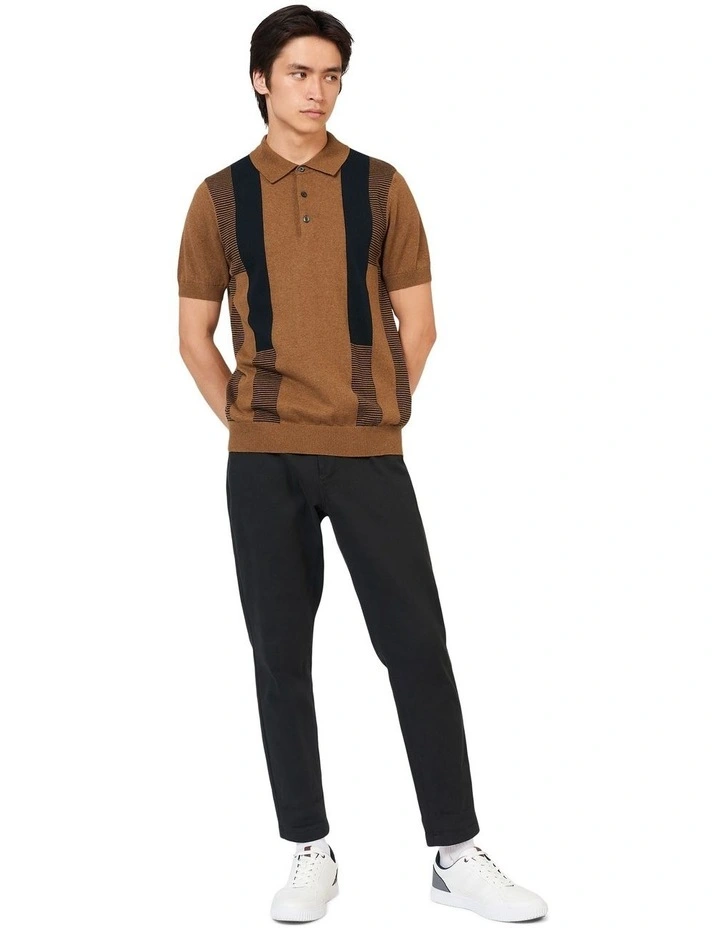 Intarsia Stripe Polo in Orange