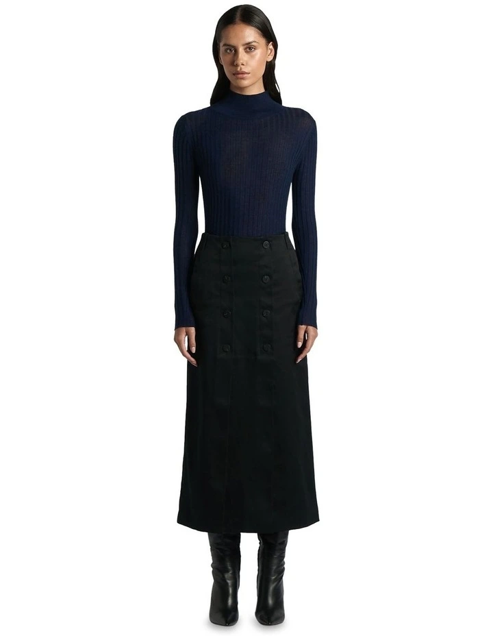Sheer Merino Wide Rib Knit in Ink