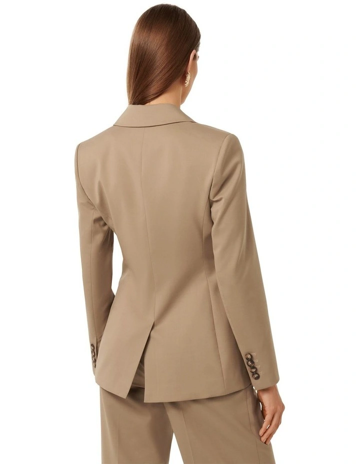 Gia Single-Breasted Tailored Blazer in Camel