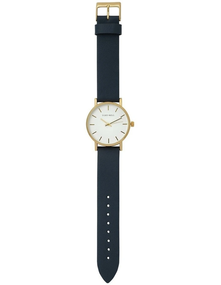 Small Classic Watch in Gold/White/Navy