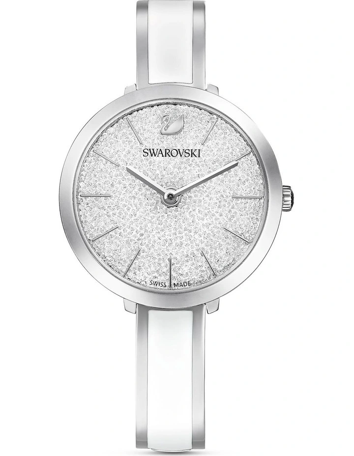 Crystalline Delight Watch Metal Bracelet White Stainless Steel