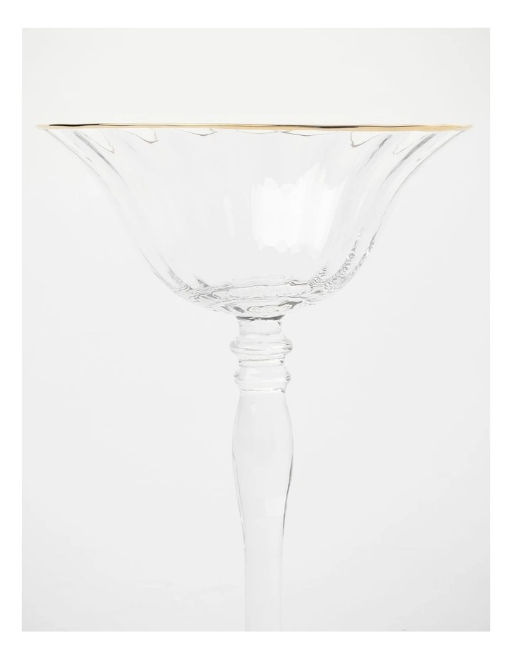 Gabrielle Martini Glass Set of 4 Gold Rib in Clear