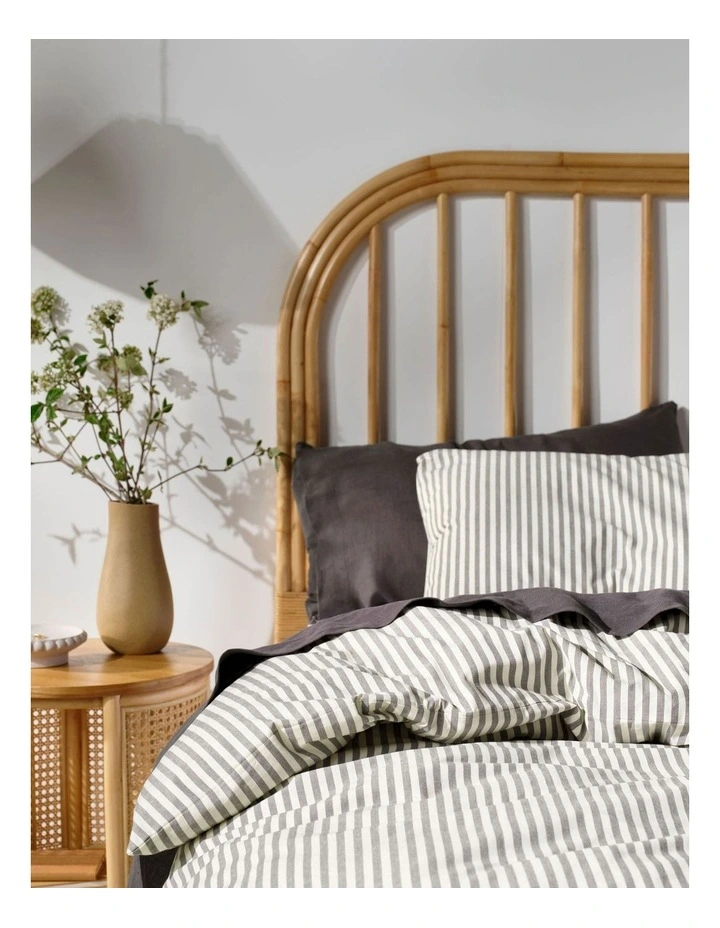 Classic Stripe Quilt Cover Set in Charcoal