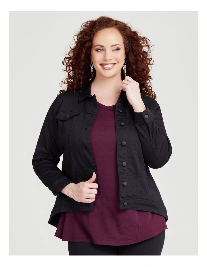 Coloured Best Fit Denim Jacket in Black