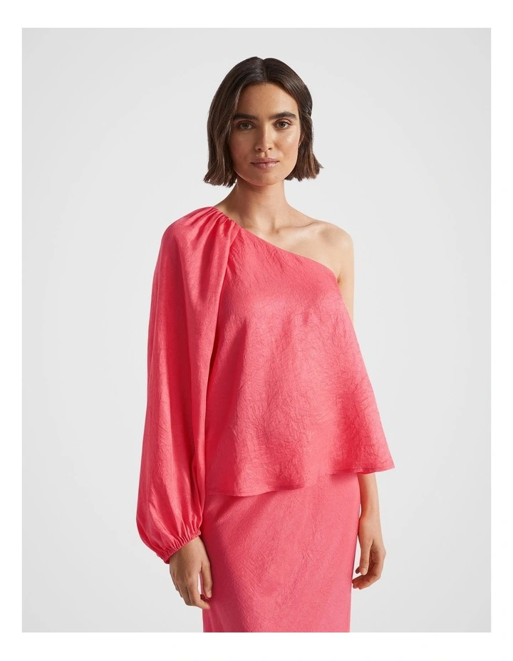 Satin One Shoulder Top in Wild Berry