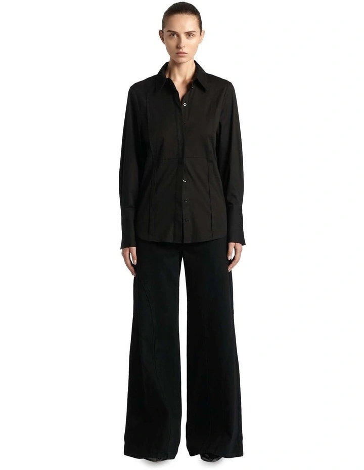 Boxpleat Tuxedo Shirt in Black
