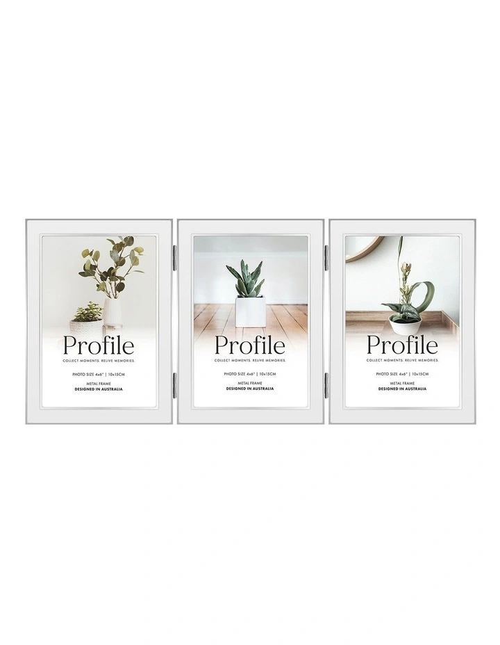 Eternal Hinged Triple Metal Photo Frames 4x6 in White