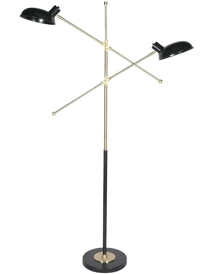 Adjustable Two Light Lamp in Black/Gold