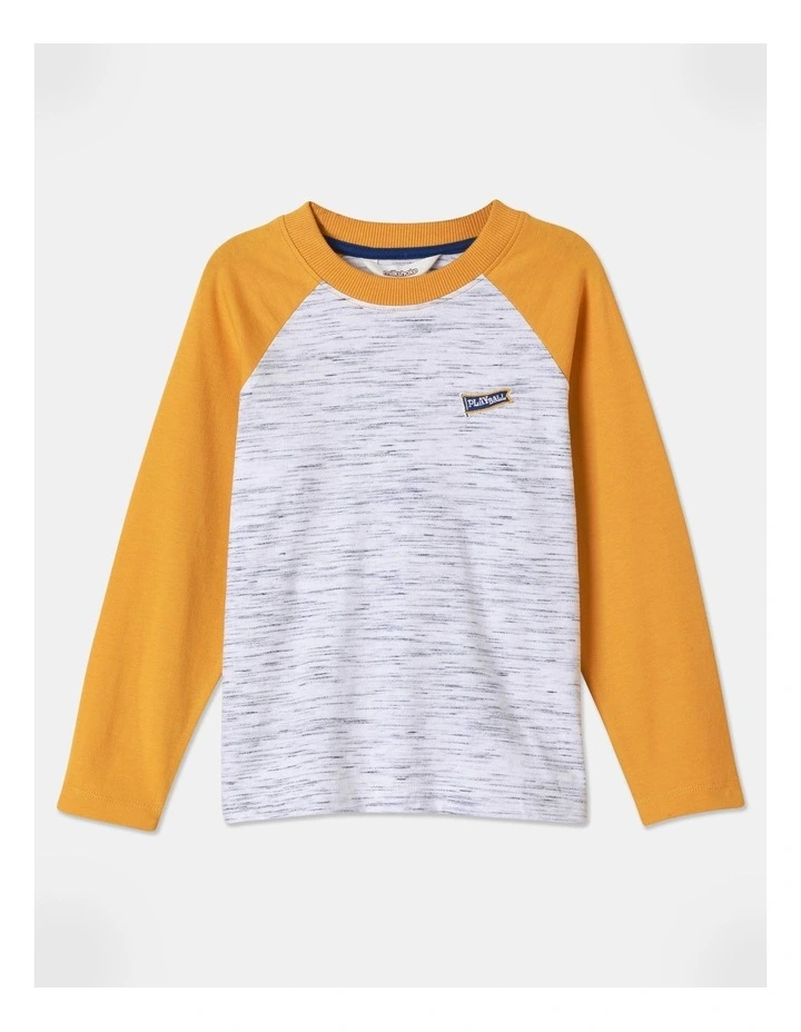 Long Sleeve Space Dye Raglan Tee (3-8 Years) in Mustard