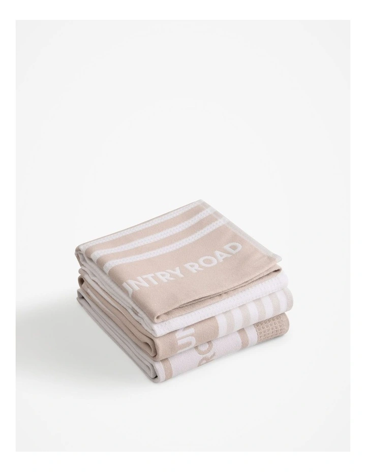 Aeri Australian Cotton Tea Towel Pack of 3 in Stone