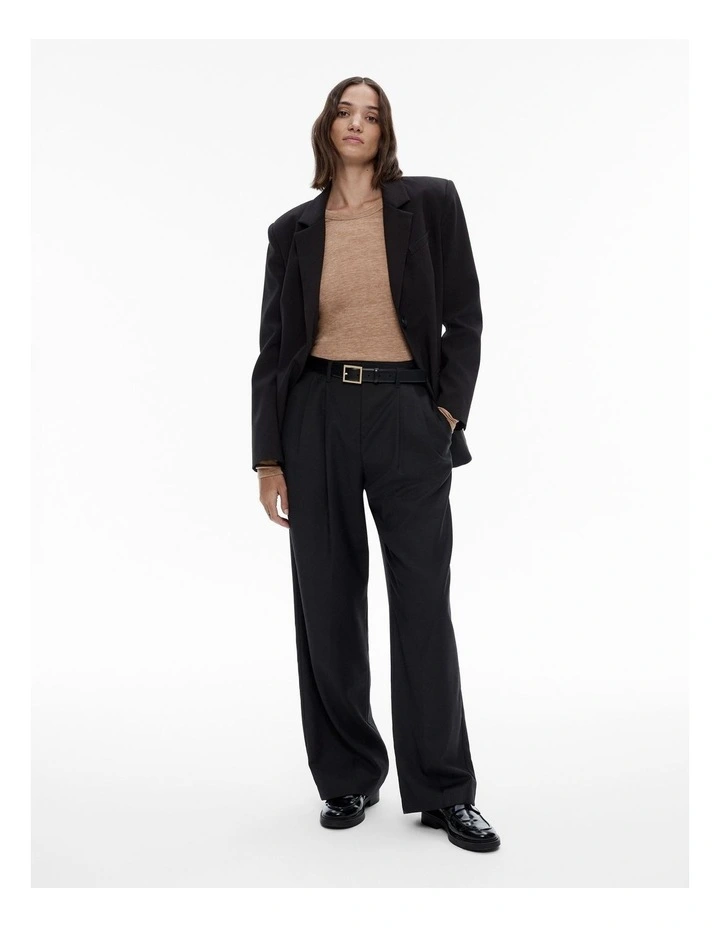 Wool Blend Crew Neck Top in Natural Marle